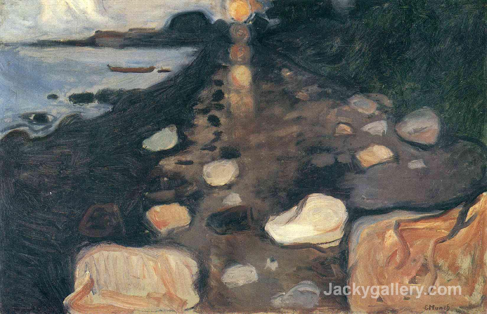 Moonlight on the Shore by Edvard Munch paintings reproduction